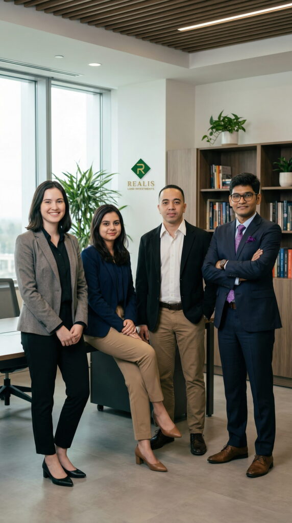 Experienced real estate professionals in a modern investment office