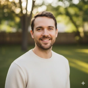 Professional real estate consultant smiling outdoors