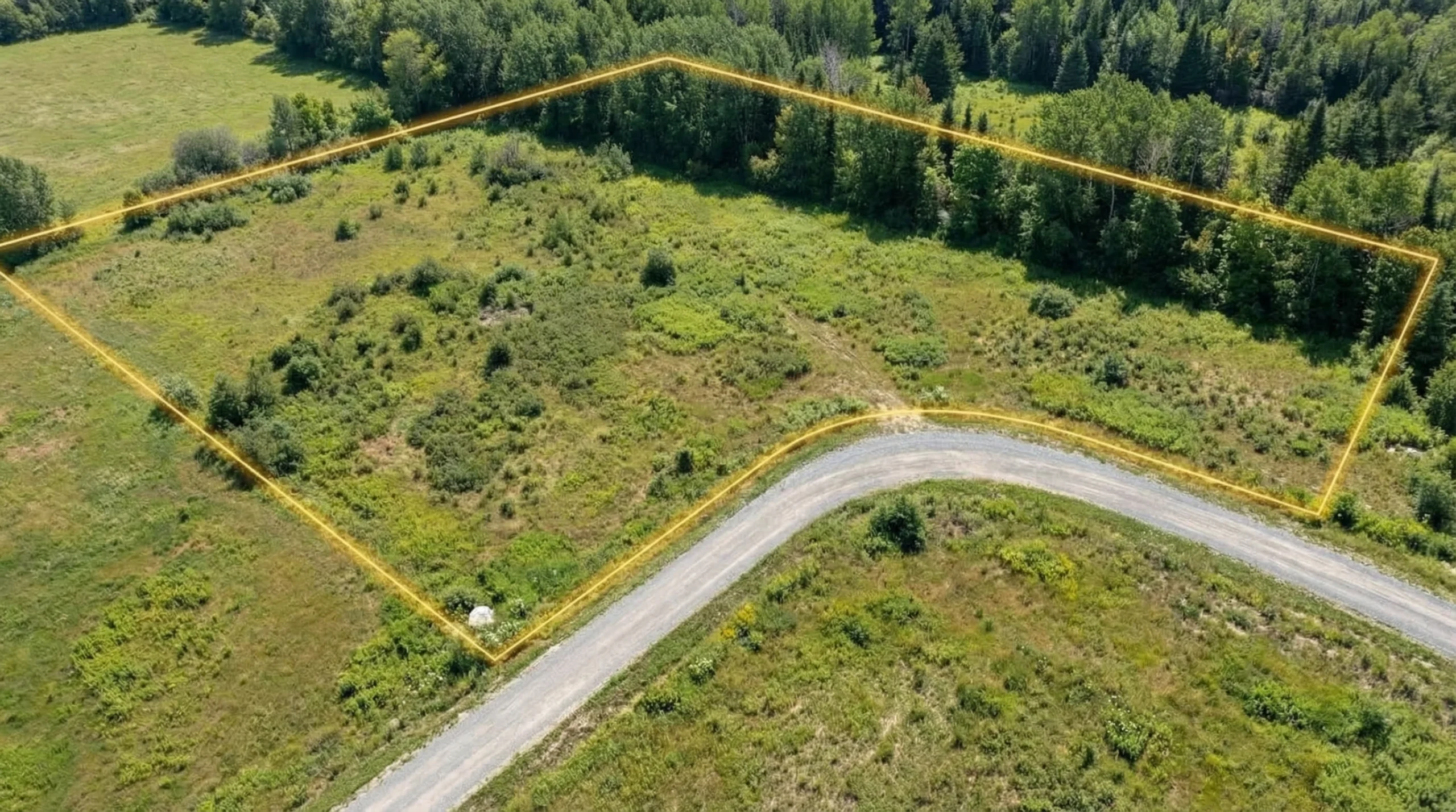 Boundary-marked countryside land parcel with road access ideal for residential development